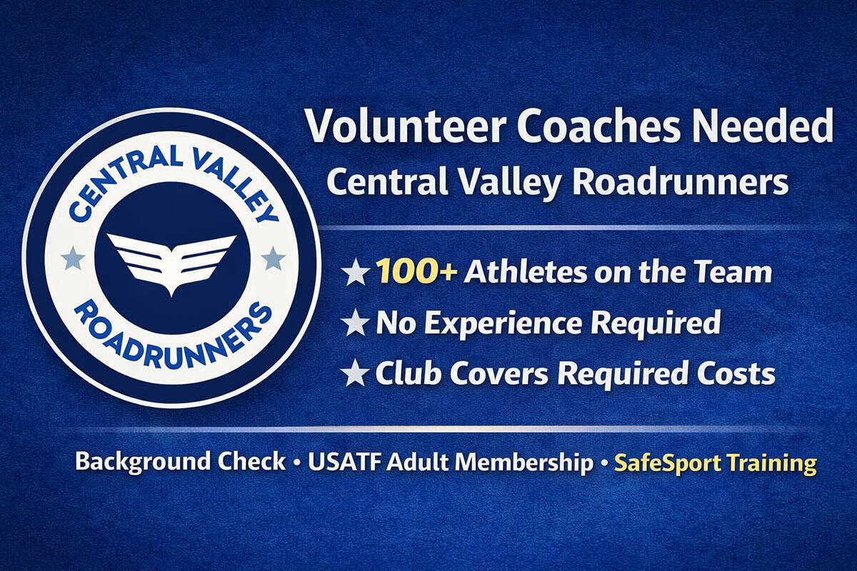Volunteer coaches needed - Centra Valley Roadrunners